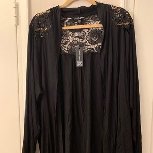 Black lace open front jacket/cardigan 2X